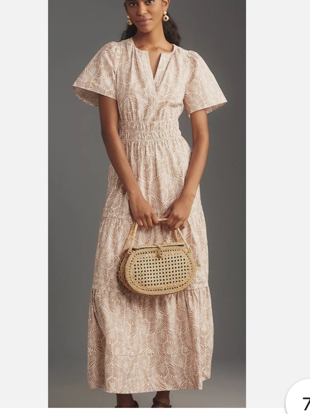 Anthropologie The Somerset Maxi Dress – Brown/Ivory Sand Print – XXS